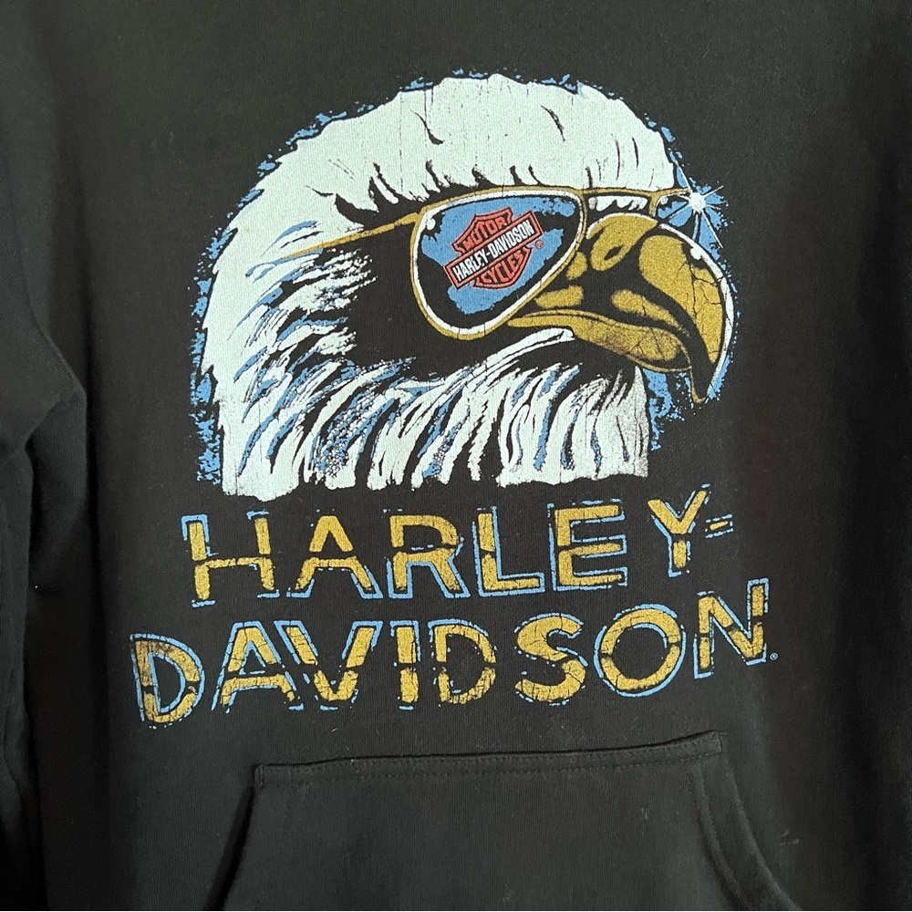 Harley Davidson Women’s Retro Eagle Hoodie in Black size Small - Picture 2 of 13